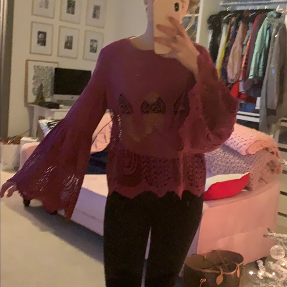 Chloe Oliver Bell Sleeve Lace Top
